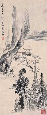 翁同龢 庚子（1900）年作 山水 立轴